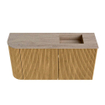 Mondiaz JOYA-DLUX 81.6cm meuble de toilette - arrondi gauche couleur Chêne - Vasque FAYE position Droite Sans trou de robinet couleur Saba SW1424207