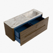 Mondiaz CIRO-DLUX Ensemble de meubles de salle de bains - 130x45x50cm - Vasque solid surface Frappe - 1 lavabo à droite - 1 trou de robinet - 4 tiroirs - Dusk SW1532816
