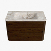 Mondiaz CIRO-DLUX Meuble de salle de bains - 80x45x50cm - lavabo en solid surface Frappe - 1 vasque centrale - 1 trou de robinet - 2 tiroirs - Noyer SW1530281