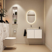 MONDIAZ TURE-DLUX 80cm toiletmeubel Talc. EDEN wastafel Glace positie links. Zonder kraangat. SW1103103