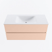 MONDIAZ VICA Ensemble meuble de salle de bains - 100cm - meuble bas rosee - 2 tiroirs - lavabo cloud central - 1 trou de robinet - version haute 60cm - talc SW1083287