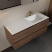 Mondiaz AIVY Ensemble de meuble - 120x45x50cm - 1 trou de robinet - 1 vasque Talc Solid surface - Droite - 2 tiroirs - avec miroir - Melamine Mocha SW909432