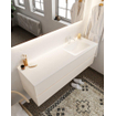 MONDIAZ VICA Ensemble de meuble salle de bain - 150cm - 2 tiroirs - lavabo Cloud à droite - 1 trou de robinet - solid surface lin SW411033