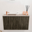 Mondiaz JOYA-DLUX 70cm toiletmeubel - kleur Shadow - Wastafel FAYE positie Links 1 kraangat kleur Saba. SW1425118