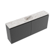 MONDIAZ TURE-DLUX Meuble toilette - 120cm - Dark Grey - EDEN - vasque Glace - position centrale - 1 trou de robinet SW1103251