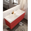 Mondiaz VICA ensemble de meuble de salle de bain - 120cm - meuble sous-vasque fire - 2 tiroirs - lavabo cloud double - 2 trous de robinet - miroir LED - version XL 60cm de haut SW1098014