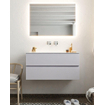 Mondiaz VICA ensemble de meuble de salle de bain - 100cm - meuble sous-vasque cale - 2 tiroirs - lavabo moon milieu - sans trou de robinet - miroir LED - version XL 60cm haut SW1097785