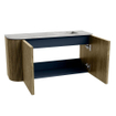Mondiaz JOYA-DLUX 81.6cm meuble de salle de bains - arrondi gauche couleur Dusk - Vasque FAYE position Droite Sans trou de robinet couleur Glace. SW1423162