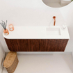 Mondiaz JOYA 101.6cm toiletmeubel - ronding links kleur Ruby - Wastafel FAYE positie Rechts Zonder kraangat kleur Talc. SW1421793