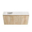 MONDIAZ TURE-DLUX Meuble toilette - 100cm - Washed Oak - EDEN - vasque Ostra - position gauche - sans trou de robinet SW1105142