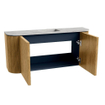 Mondiaz JOYA-DLUX Meuble de salle de bains 93.2cm - arrondis gauche et droite couleur Chêne - Vasque FAYE position Milieu Sans trou de robinet couleur Glace SW1422026
