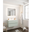 MONDIAZ VICA Ensemble de meuble salle de bain - 80cm - 2 tiroirs - lavabo Moon central - 1 trou de robinet - solid surface gris SW410778