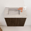 Mondiaz JOYA-DLUX Meuble de toilette 40cm - couleur Walnut - Lavabo FAYE position Gauche 1 trou de robinet couleur Glace. SW1422351