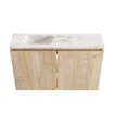 MONDIAZ TURE-DLUX Meuble toilette - 80cm - Washed Oak - EDEN - vasque Frappe - position gauche - sans trou de robinet SW1103075