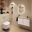 MONDIAZ TURE-DLUX Meuble toilette - 80cm - Rosee - EDEN - vasque Ostra - position gauche - 1 trou de robinet SW1105042