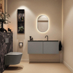 MONDIAZ TURE-DLUX meuble WC 120 cm Smoke. EDEN lavabo Lava position centrale. Avec 1 trou de robinet. SW1104079