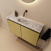 MONDIAZ TURE-DLUX Meuble toilette - 80cm - Oro - EDEN - vasque Glace - position centrale - sans trou de robinet SW1103423