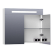 BRAUER Double Face Armoire toilette 80x70x15cm avec 2 portes et éclairage LED Blanc mat SW84357