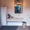 Mondiaz ALAN-DLUX Ensemble de meuble - 130cm - meuble Talc mat - 1 tiroir - Lavabo Cloud Frappe suspendu - vasque Droite - 0 trous de robinet SW804669