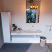 MONDIAZ ALAN - DLUX Ensemble de meuble de salle de bains - 150cm - meuble bas - Talc - 1 tiroir - lavabo suspendu - vasque à droite - 0 trous de robinet - Frappe SW804670