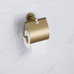 FugaFlow Eccelente Ensemble d'accessoires WC - porte-rouleau de papier toilette avec couvercle - brosse WC - crochet à serviette - laiton brossé PVD (or) SW1450795