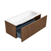 MONDIAZ KURVE 110cm Meuble salle de bain - couleur Walnut - 1 tiroir - vasque BIG MEDIUM centre - 1 trou de robinet - Talc SW1138275