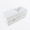 Mondiaz VICA ensemble de meuble de salle de bain - 110cm - meuble sous-vasque carrara - 2 tiroirs - lavabo cloud droite - sans trous de robinet - version haute de 60cm - talc SW1084939