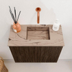 Mondiaz JOYA-DLUX 50cm toiletmeubel - kleur Walnut - Wastafel FAYE positie Rechts Zonder kraangat kleur Arena. SW1424308