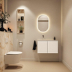 MONDIAZ TURE-DLUX Meuble toilette - 80cm - Talc - EDEN - vasque Frappe - position gauche - sans trou de robinet SW1102595