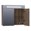 BRAUER Promise Armoire de toilette 80x70x15cm éclairage intégré rectangulaire 2 portes pivotantes MFC Grove SW371643