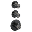 BRAUER Gunmetal Carving Regendoucheset inbouw - hoofddouche 20cm - Wandarm - inclusief inbouwdeel - Carving knoppen - handdouche Rond 1 stand - PVD - geborsteld gunmetal SW715994