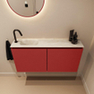 MONDIAZ TURE-DLUX Meuble toilette - 100cm - Fire - EDEN - vasque Ostra - position gauche - 1 trou de robinet SW1105206