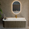 Mondiaz KURVE-DLUX Ensemble de meubles de salle de bains - 125x46x40cm - 1 tiroir - 1 porte - lavabo solid surface - droit - 1 trou de robinet - Shadow SW1414084
