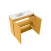 MONDIAZ TURE-DLUX Meuble toilette - 60cm - Ocher - EDEN - vasque Frappe - position gauche - sans trou de robinet SW1102885