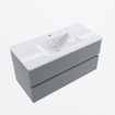 Mondiaz VICA ensemble de meuble de salle de bain - 100cm - meuble sous-vasque plata - 2 tiroirs - lavabo denia milieu - 1 trou de robinet - version haute de 60cm - blanc brillant SW1080301