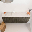 Mondiaz JOYA-DLUX 101.6cm meuble de salle de bains - arrondi droit couleur Shadow - Vasque FAYE position Gauche 1 trou de robinet couleur Ostra. SW1423015