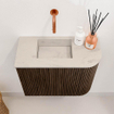 Mondiaz JOYA-DLUX 51.6cm toiletmeubel - ronding rechts kleur Walnut - Wastafel FAYE positie Links Zonder kraangat kleur Opalo. SW1422597