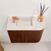 Mondiaz JOYA-DLUX 51.6cm toiletmeubel - ronding rechts kleur Ruby - Wastafel FAYE positie Links 1 kraangat kleur Ostra. SW1423796