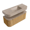 MONDIAZ THOR-DLUX 120cm badmeubel ronding links + rechts kleur Oak met 1 lade en 2 deuren. Vrijhangende wastafel CLOUD Midden 1 kraangat kleur Saba. SW1463433
