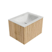 MONDIAZ KURVE-DLUX 60cm Meuble salle de bain - couleur Oak - 1 tiroir - vasque CLOUD centre - sans trou de robinet - couleur Opalo SW1137506