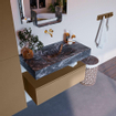 Mondiaz ALAN-DLUX Ensemble de meuble - 90cm - meuble Oro mat - 1 tiroir - Lavabo Cloud Lava suspendu - vasque Centre - 0 trous de robinet SW808655