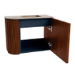Mondiaz JOYA-DLUX Meuble de salle de bains 51,6cm - arrondi gauche couleur Ruby - Vasque FAYE position droite Sans trou de robinet couleur Saba SW1425611
