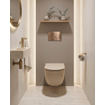 QeramiQ Dely Swirl Toiletset - inbouwreservoir Qeramiq Flush - slim zitting - metaal koperen bedieningsplaat - ronde knoppen - beige SW1578368