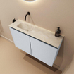 MONDIAZ TURE-DLUX Meuble toilette - 80cm - Clay - EDEN - vasque Ostra - position gauche - sans trou de robinet SW1104788