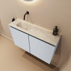 MONDIAZ TURE-DLUX Meuble WC 80 cm Clay. EDEN vasque Ostra position gauche. Sans trou de robinet. SW1104788