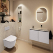 MONDIAZ TURE-DLUX meuble WC 80 cm Cale. EDEN lavabo Opalo position droite. Sans trou de robinet. SW1104199
