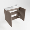 Mondiaz Fowy Toiletmeubel - 60x50x23cm - smoke mat - 1 kraangat - wasbak rechts - 2 deuren - solid surface - blad MDF - wasbak: wit SW761237