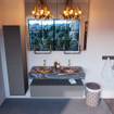 Mondiaz ALAN-DLUX Ensemble de meuble - 120cm - meuble Plata mat - 1 tiroir - Lavabo Cloud Lava suspendu - vasque Gauche et droite - 2 trous de robinet SW808430