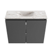 MONDIAZ TURE-DLUX Meuble toilette - 60cm - Dark Grey - EDEN - vasque Glace - position centrale - 1 trou de robinet SW1103269