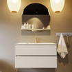 MONDIAZ VICA-DLUX Ensemble meuble de salle de bains - 90cm - sous-élément Linen - 2 tiroirs - lavabo encastré Cloud au milieu - 1 trou de robinet - version haute 60cm - Frappe SW1088958